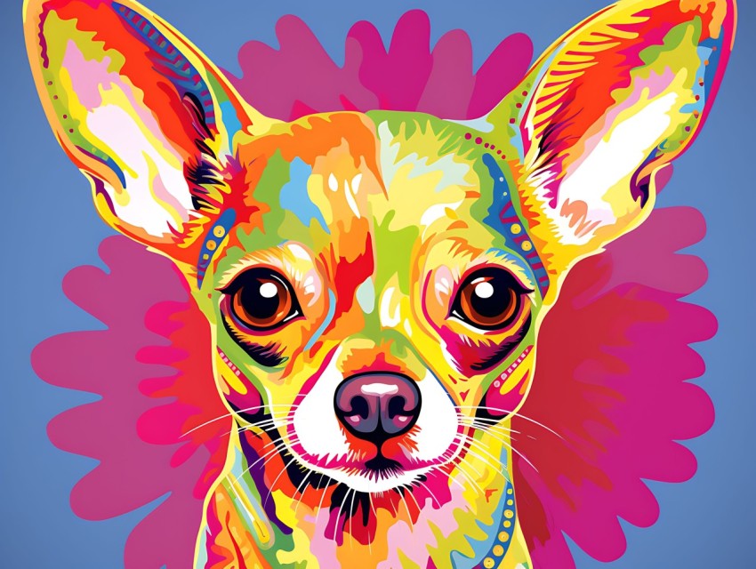 Colorful Abstract Funny Dog Face Head Vivid Colors Pop Art Vector Illustrations (220)