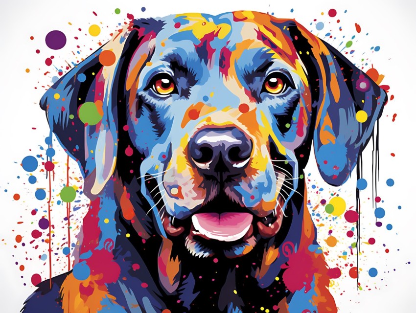 Colorful Abstract Funny Dog Face Head Vivid Colors Pop Art Vector Illustrations (218)