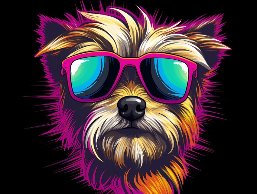 Colorful Abstract Funny Dog Face Head Vivid Colors Pop Art Vector Illustrations (249)