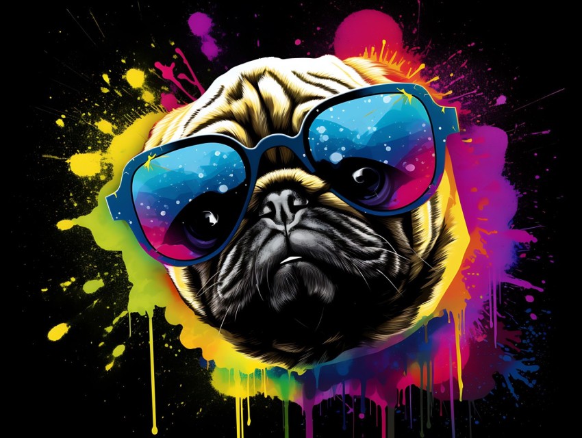 Colorful Abstract Funny Dog Face Head Vivid Colors Pop Art Vector Illustrations (246)