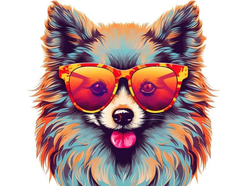 Colorful Abstract Funny Dog Face Head Vivid Colors Pop Art Vector Illustrations (240)