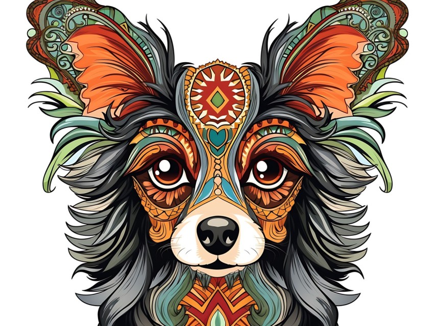 Colorful Abstract Funny Dog Face Head Vivid Colors Pop Art Vector Illustrations (248)