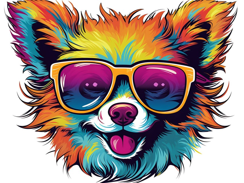 Colorful Abstract Funny Dog Face Head Vivid Colors Pop Art Vector Illustrations (209)