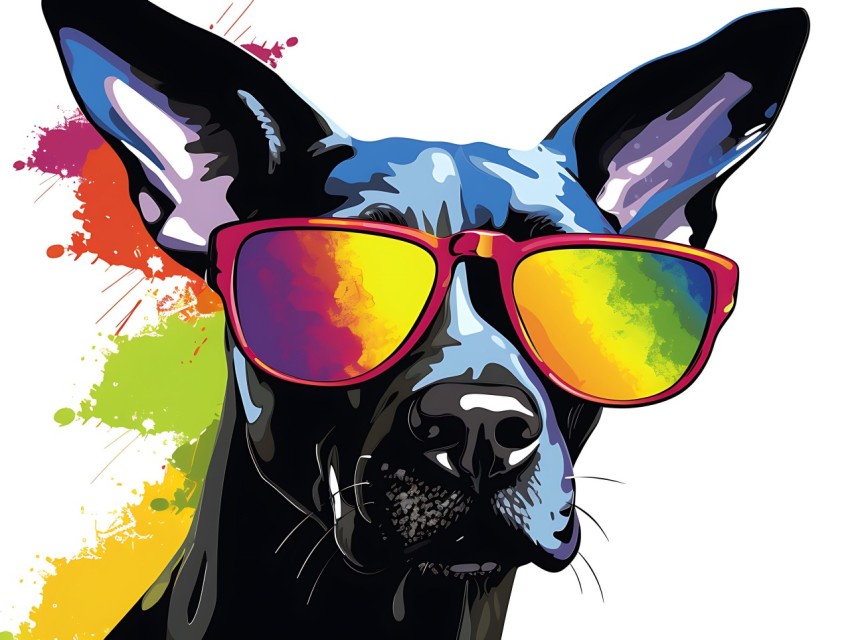Colorful Abstract Funny Dog Face Head Vivid Colors Pop Art Vector Illustrations (295)