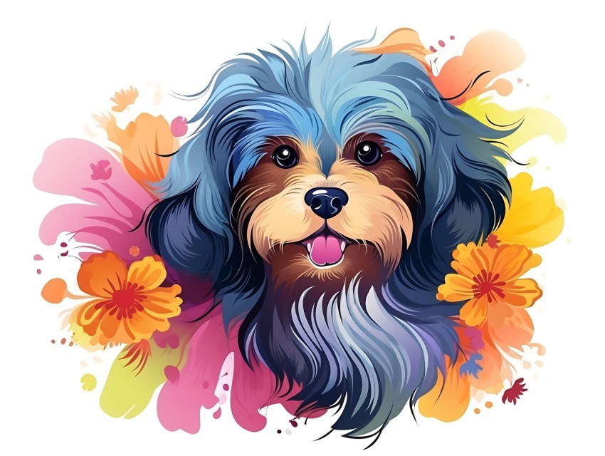 Colorful Abstract Funny Dog Face Head Vivid Colors Pop Art Vector Illustrations (260)