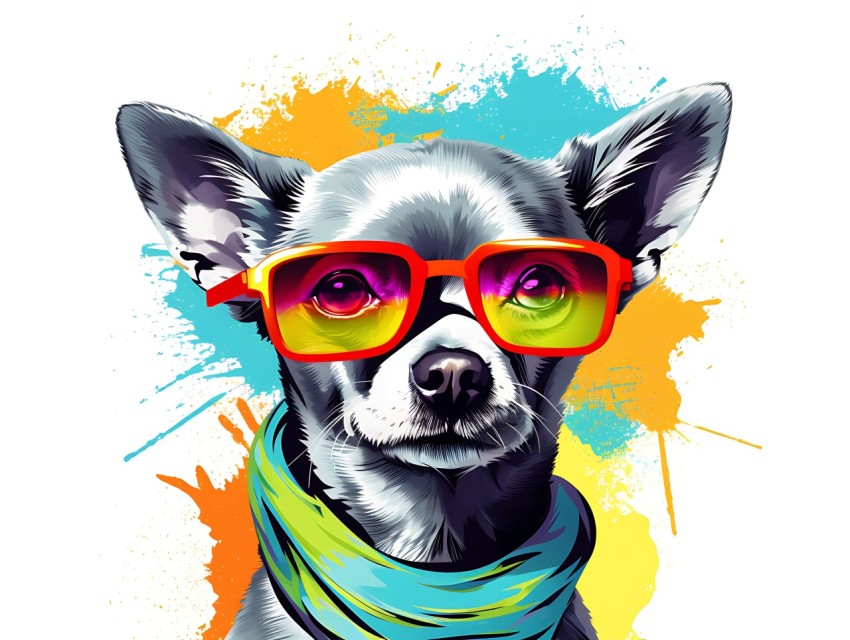 Colorful Abstract Funny Dog Face Head Vivid Colors Pop Art Vector Illustrations (294)