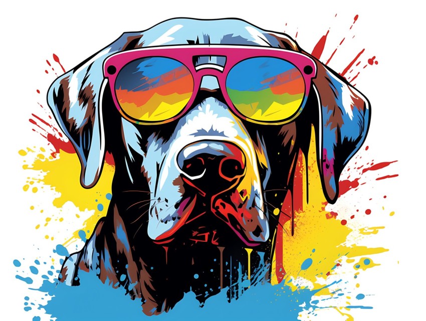 Colorful Abstract Funny Dog Face Head Vivid Colors Pop Art Vector Illustrations (256)