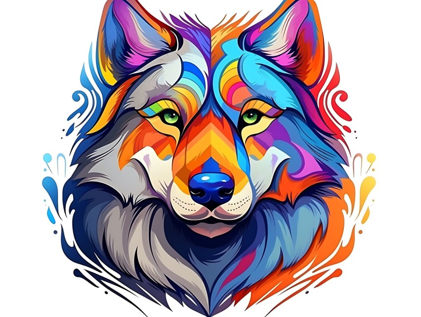 Colorful Abstract Funny Dog Face Head Vivid Colors Pop Art Vector Illustrations (269)