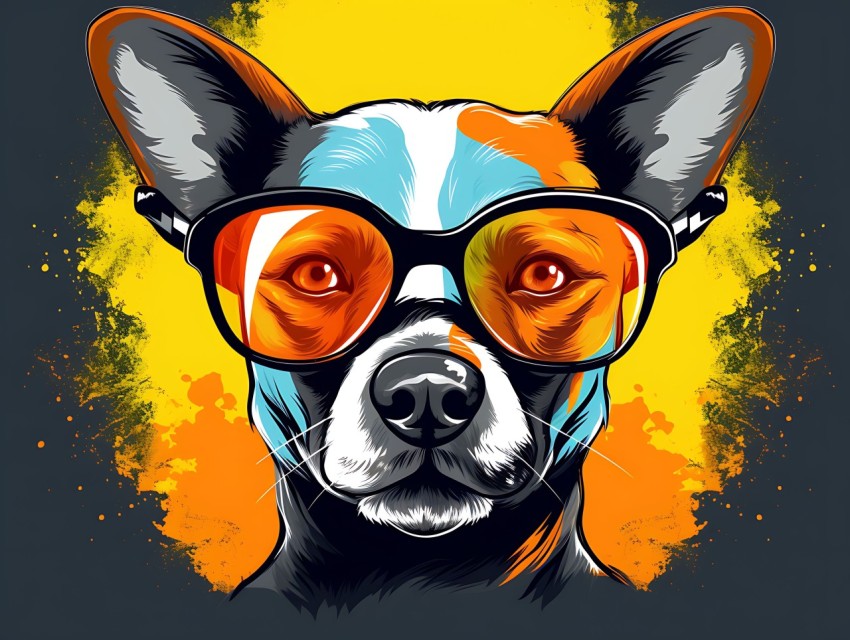 Colorful Abstract Funny Dog Face Head Vivid Colors Pop Art Vector Illustrations (257)