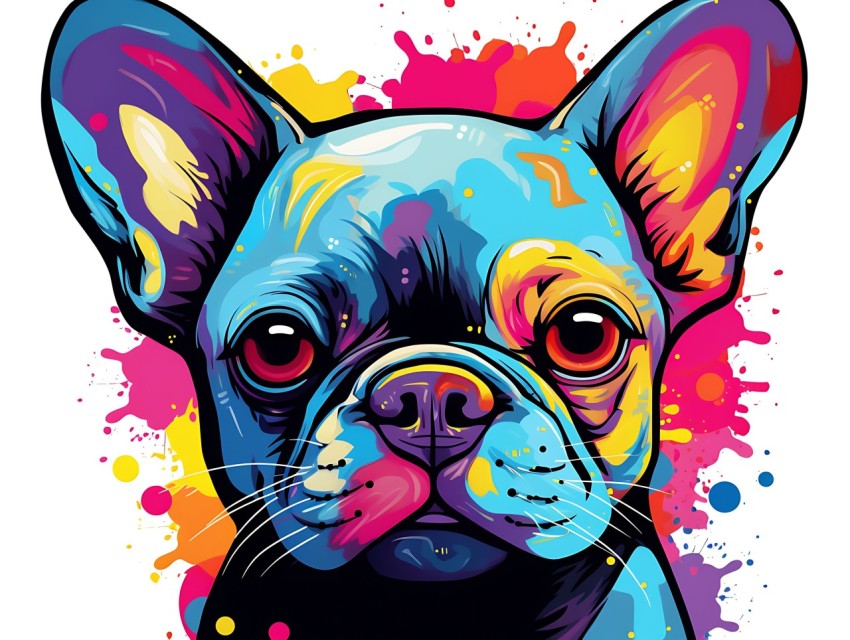 Colorful Abstract Funny Dog Face Head Vivid Colors Pop Art Vector Illustrations (264)