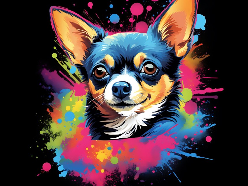 Colorful Abstract Funny Dog Face Head Vivid Colors Pop Art Vector Illustrations (268)