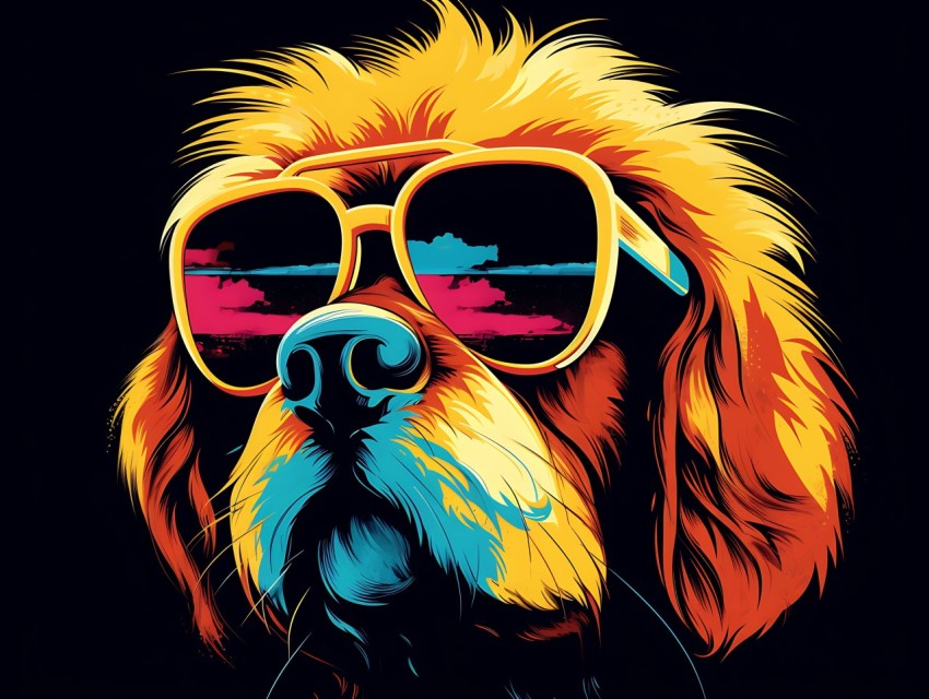 Colorful Abstract Funny Dog Face Head Vivid Colors Pop Art Vector Illustrations (288)