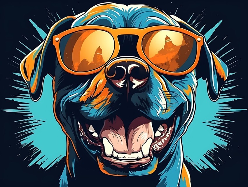Colorful Abstract Funny Dog Face Head Vivid Colors Pop Art Vector Illustrations (280)