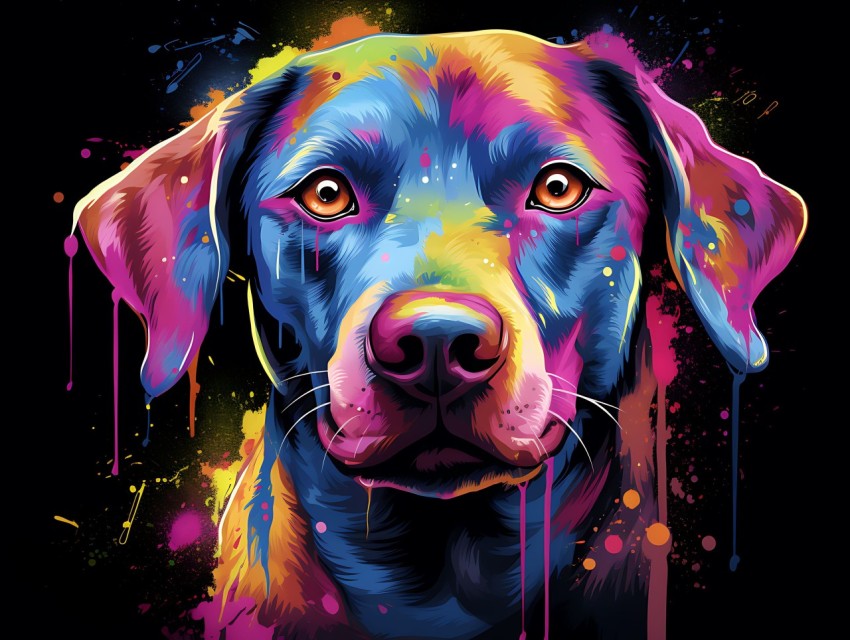 Colorful Abstract Funny Dog Face Head Vivid Colors Pop Art Vector Illustrations (252)