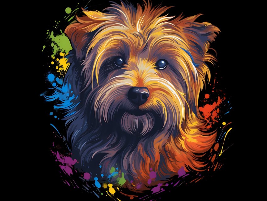 Colorful Abstract Funny Dog Face Head Vivid Colors Pop Art Vector Illustrations (276)