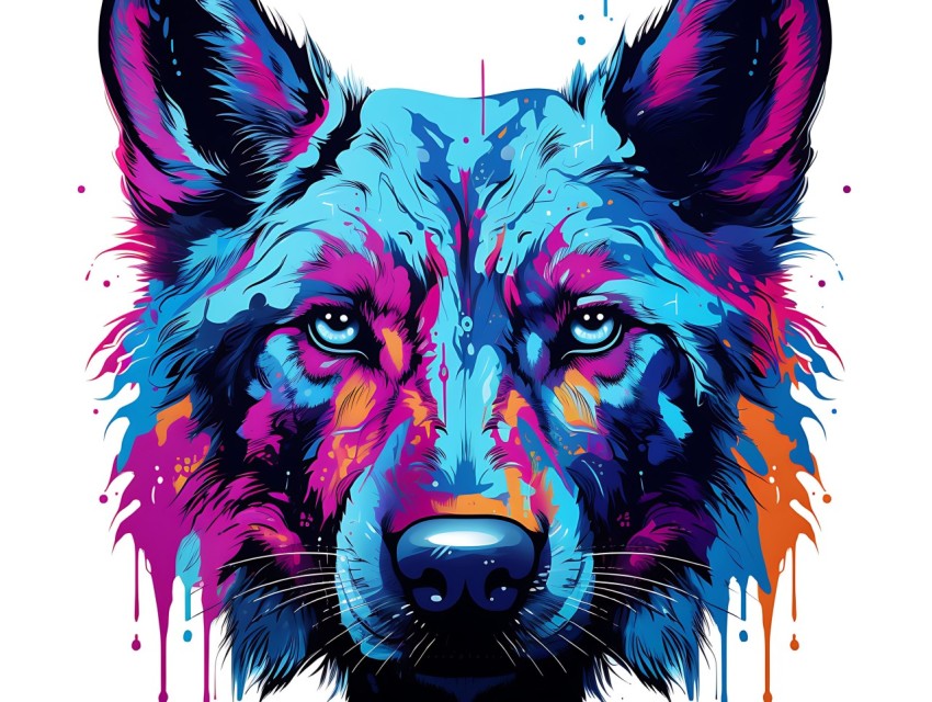 Colorful Abstract Funny Dog Face Head Vivid Colors Pop Art Vector Illustrations (275)