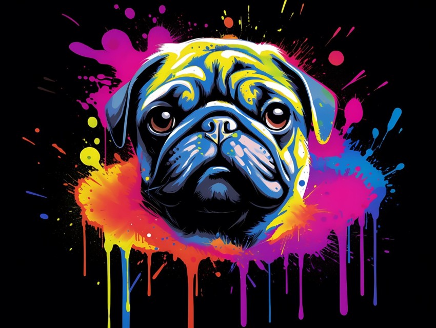 Colorful Abstract Funny Dog Face Head Vivid Colors Pop Art Vector Illustrations (345)