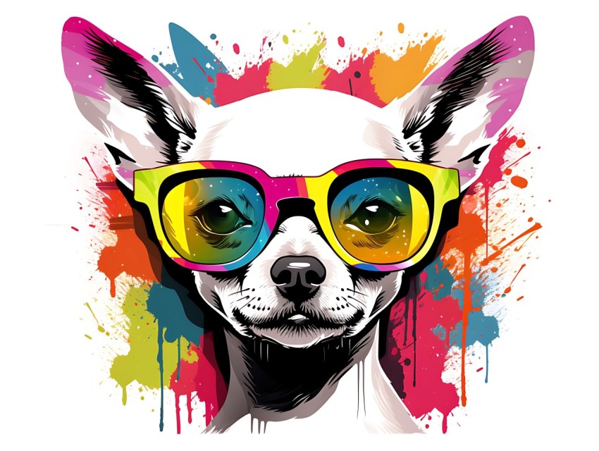 Colorful Abstract Funny Dog Face Head Vivid Colors Pop Art Vector Illustrations (308)