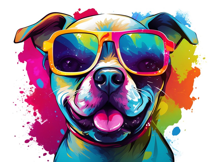 Colorful Abstract Funny Dog Face Head Vivid Colors Pop Art Vector Illustrations (319)