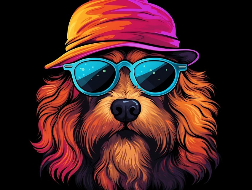 Colorful Abstract Funny Dog Face Head Vivid Colors Pop Art Vector Illustrations (340)