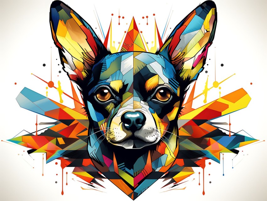 Colorful Abstract Funny Dog Face Head Vivid Colors Pop Art Vector Illustrations (303)