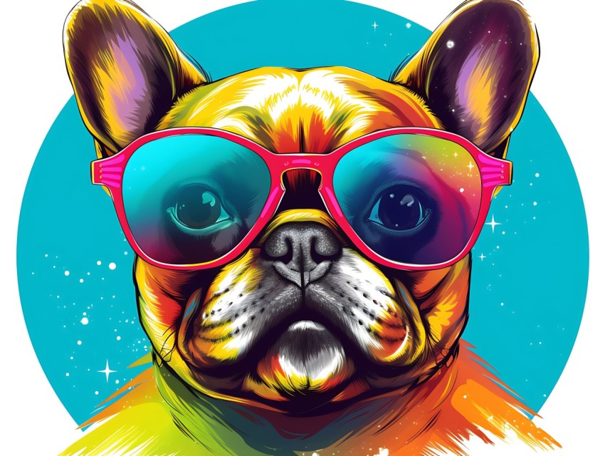 Colorful Abstract Funny Dog Face Head Vivid Colors Pop Art Vector Illustrations (343)