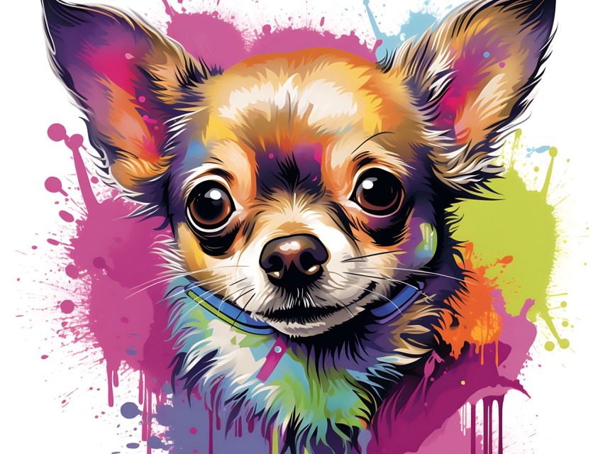 Colorful Abstract Funny Dog Face Head Vivid Colors Pop Art Vector Illustrations (336)