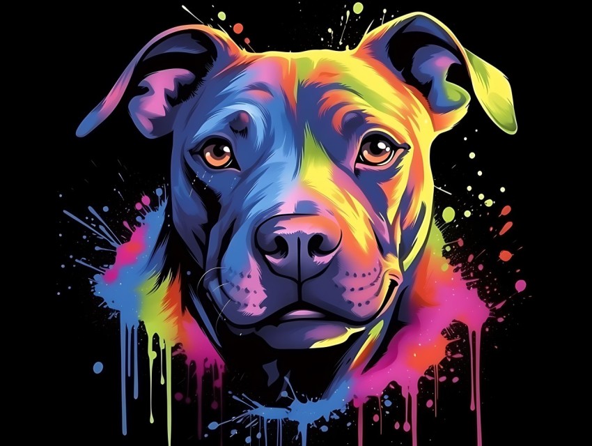 Colorful Abstract Funny Dog Face Head Vivid Colors Pop Art Vector Illustrations (358)