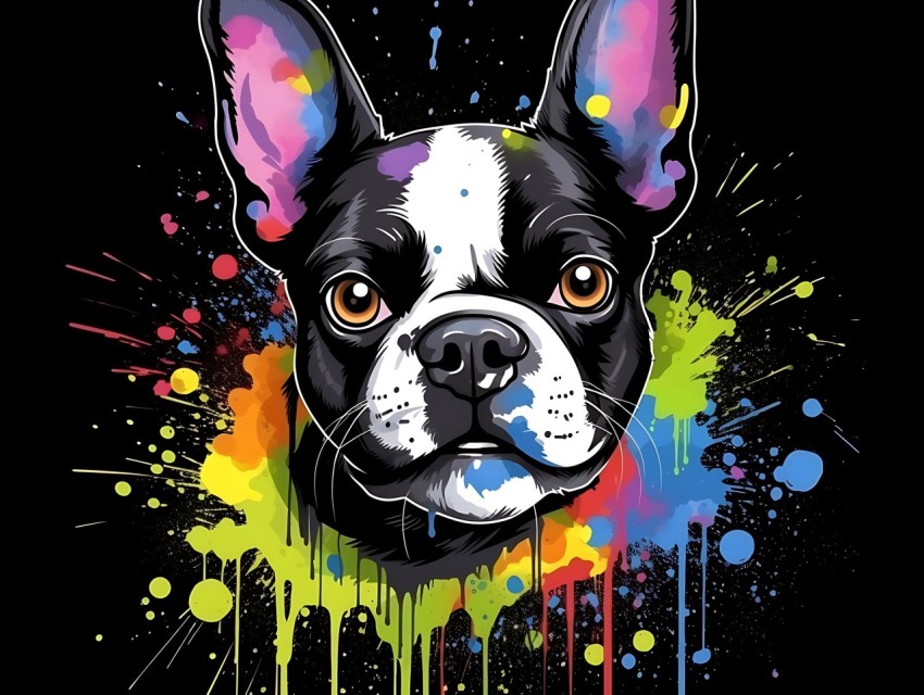 Colorful Abstract Funny Dog Face Head Vivid Colors Pop Art Vector Illustrations (399)