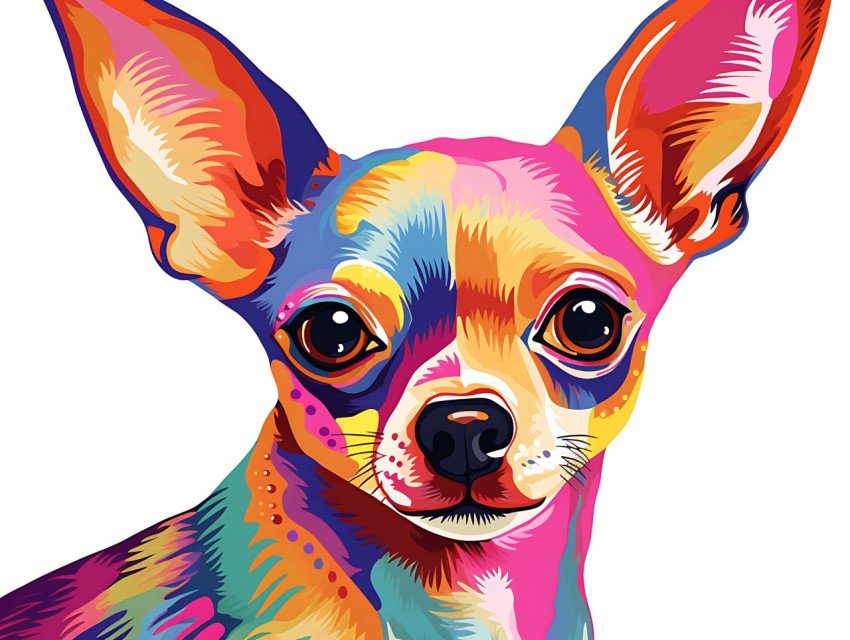 Colorful Abstract Funny Dog Face Head Vivid Colors Pop Art Vector Illustrations (390)