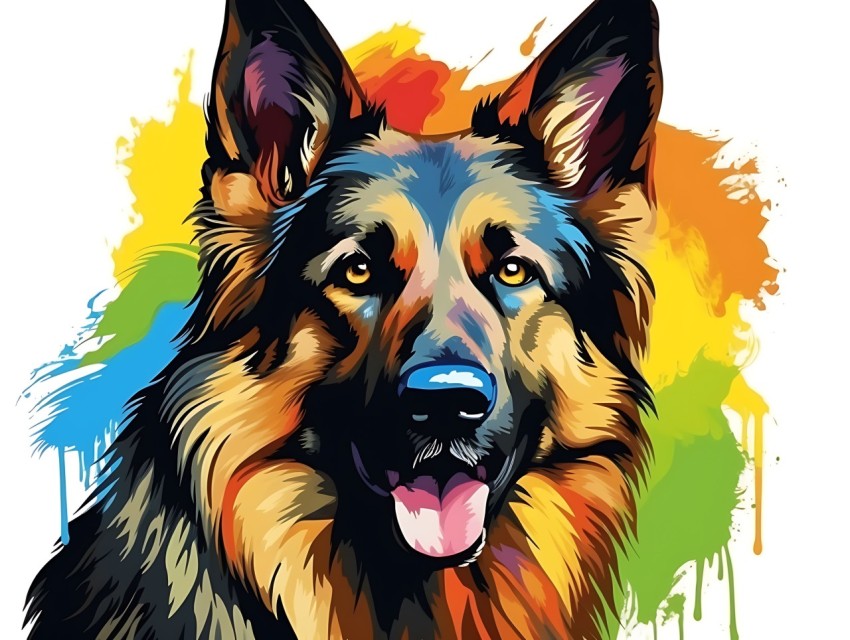 Colorful Abstract Funny Dog Face Head Vivid Colors Pop Art Vector Illustrations (385)