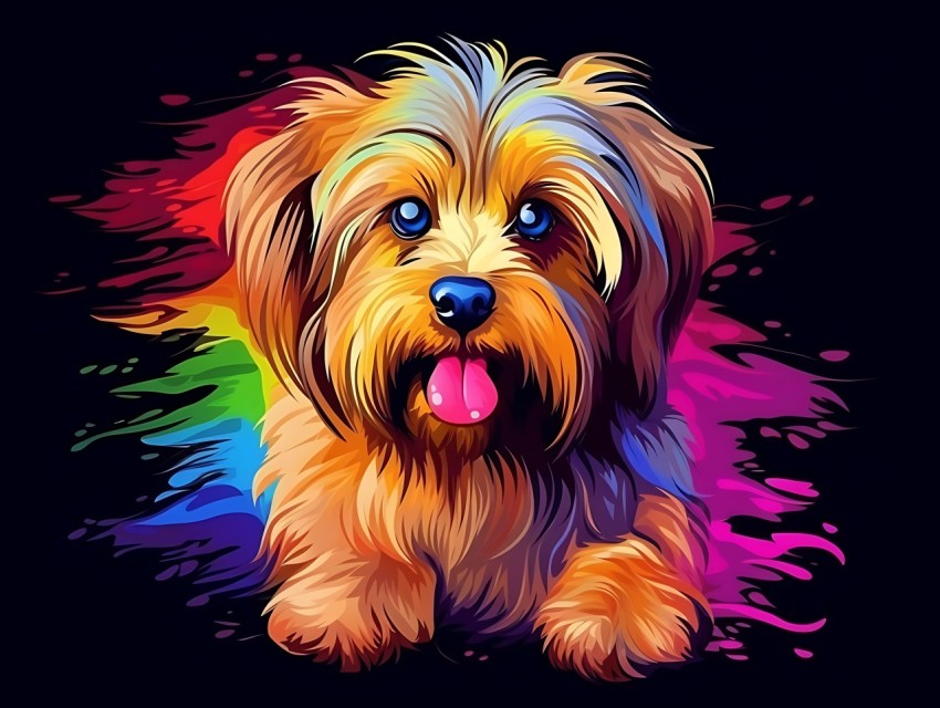 Colorful Abstract Funny Dog Face Head Vivid Colors Pop Art Vector Illustrations (393)