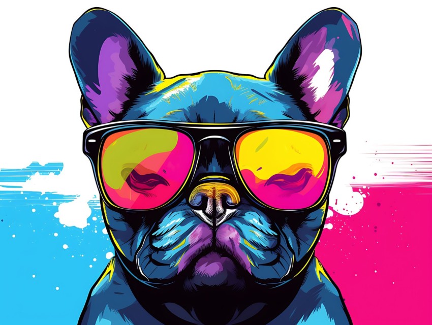 Colorful Abstract Funny Dog Face Head Vivid Colors Pop Art Vector Illustrations (361)