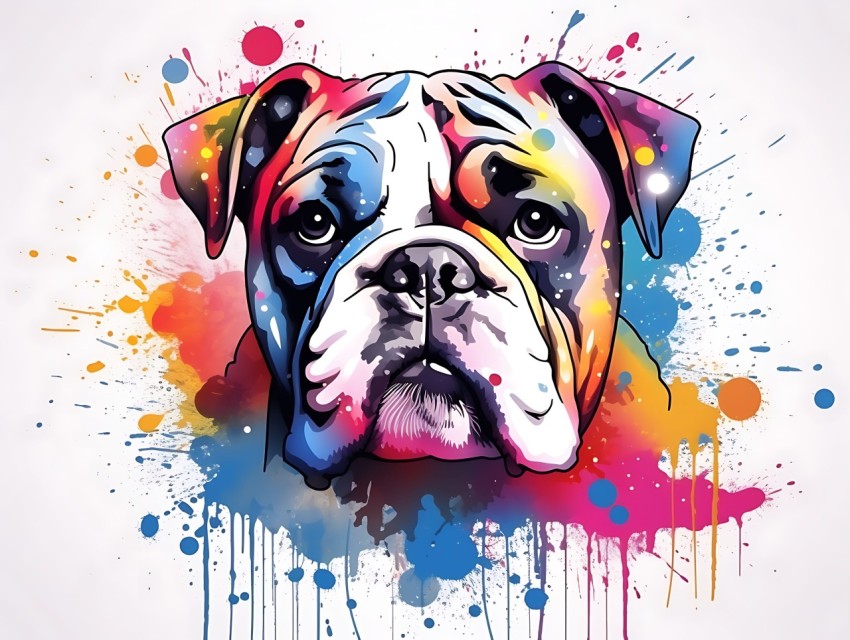 Colorful Abstract Funny Dog Face Head Vivid Colors Pop Art Vector Illustrations (367)