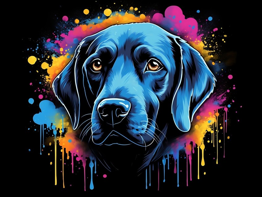 Colorful Abstract Funny Dog Face Head Vivid Colors Pop Art Vector Illustrations (397)