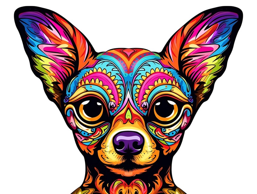 Colorful Abstract Funny Dog Face Head Vivid Colors Pop Art Vector Illustrations (400)
