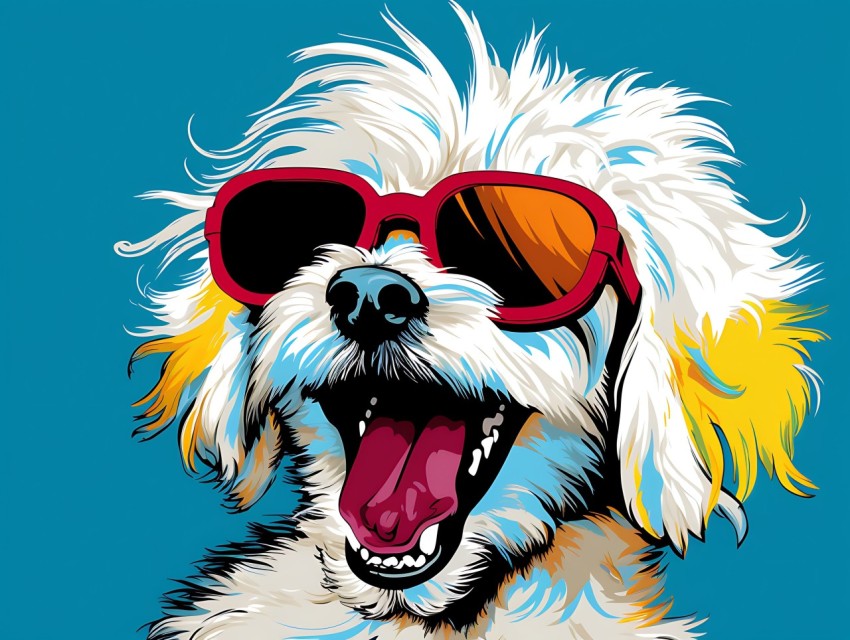 Colorful Abstract Funny Dog Face Head Vivid Colors Pop Art Vector Illustrations (380)