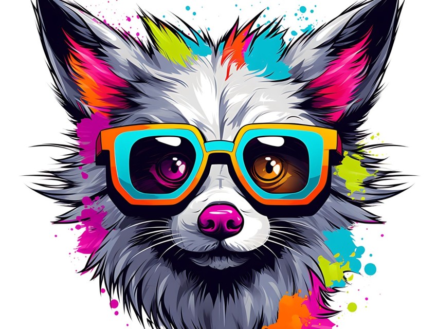 Colorful Abstract Funny Dog Face Head Vivid Colors Pop Art Vector Illustrations (378)