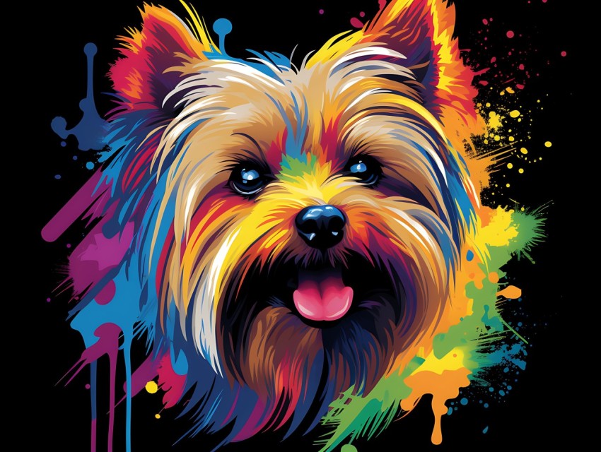 Colorful Abstract Funny Dog Face Head Vivid Colors Pop Art Vector Illustrations (391)