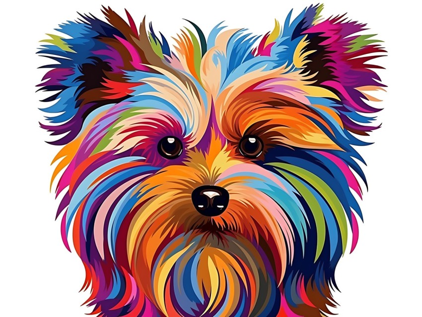 Colorful Abstract Funny Dog Face Head Vivid Colors Pop Art Vector Illustrations (381)