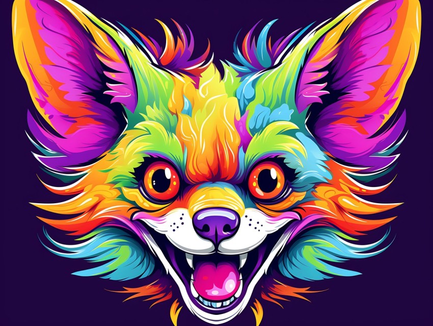 Colorful Abstract Funny Dog Face Head Vivid Colors Pop Art Vector Illustrations (360)