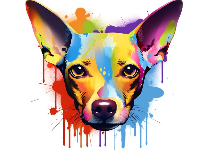 Colorful Abstract Funny Dog Face Head Vivid Colors Pop Art Vector Illustrations (434)