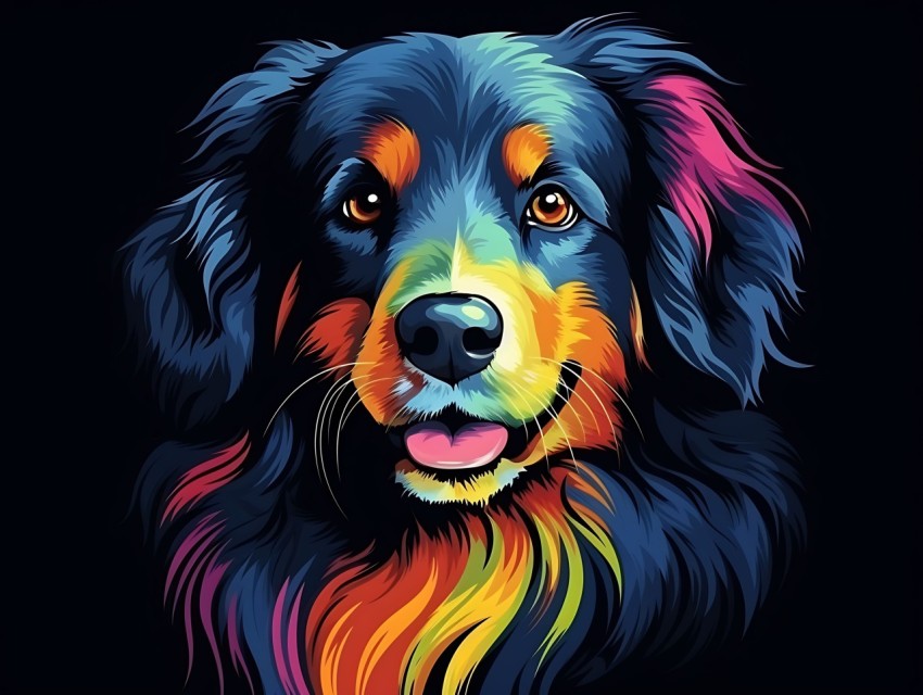 Colorful Abstract Funny Dog Face Head Vivid Colors Pop Art Vector Illustrations (407)