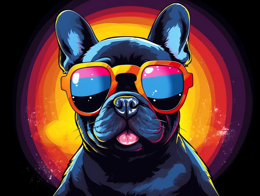 Colorful Abstract Funny Dog Face Head Vivid Colors Pop Art Vector Illustrations (449)