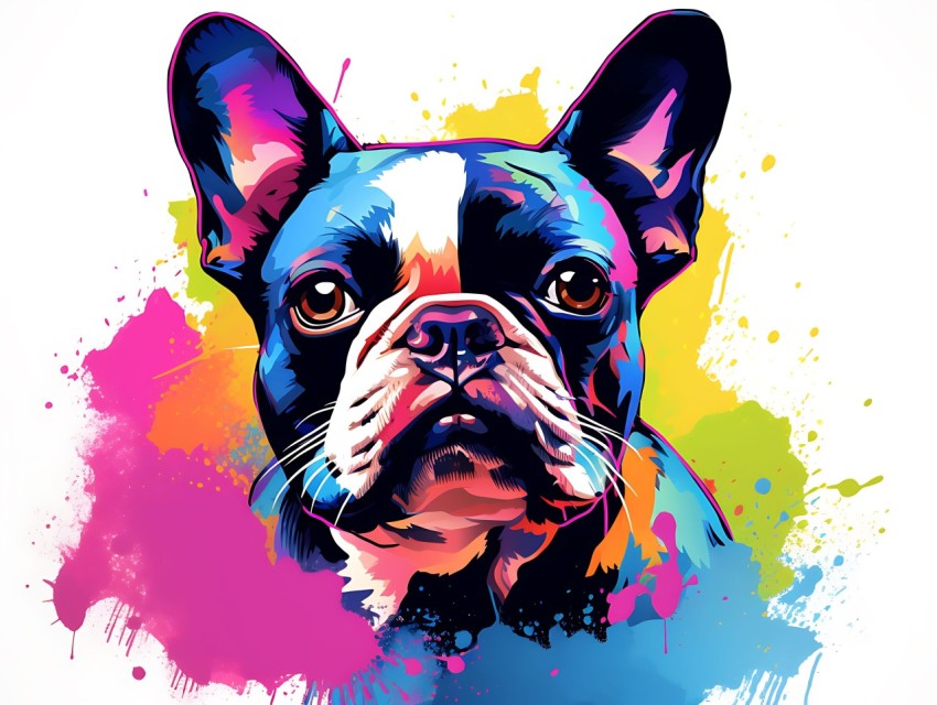 Colorful Abstract Funny Dog Face Head Vivid Colors Pop Art Vector Illustrations (412)