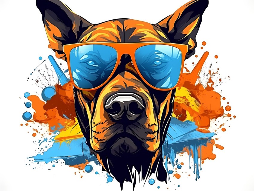 Colorful Abstract Funny Dog Face Head Vivid Colors Pop Art Vector Illustrations (429)