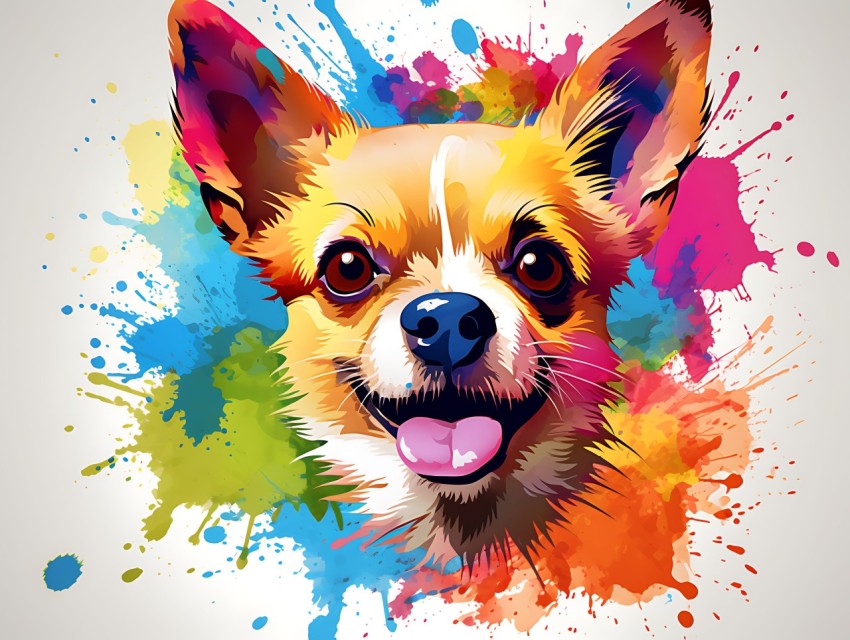 Colorful Abstract Funny Dog Face Head Vivid Colors Pop Art Vector Illustrations (409)