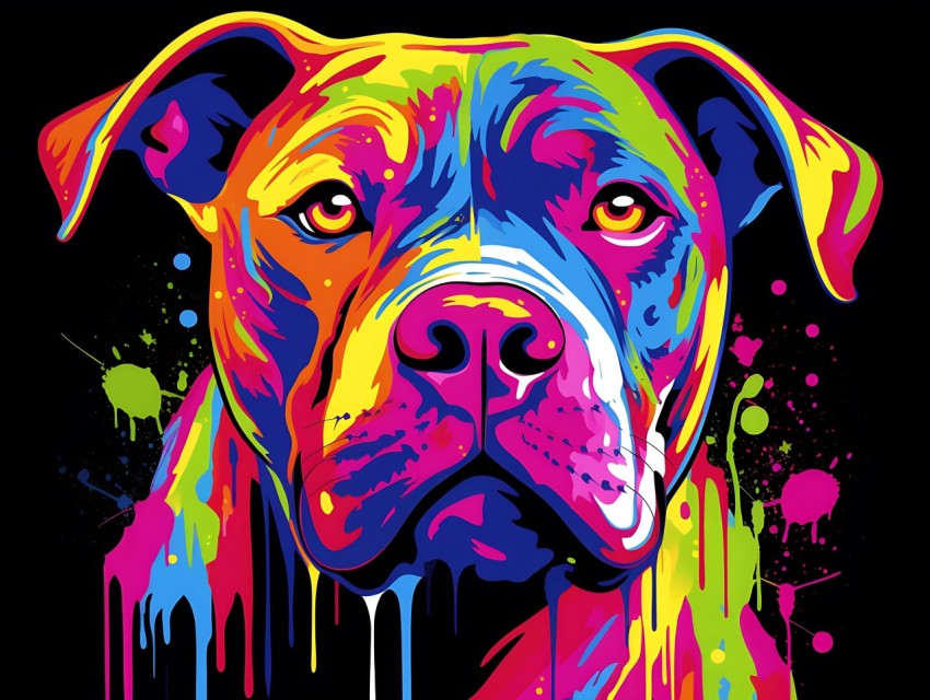 Colorful Abstract Funny Dog Face Head Vivid Colors Pop Art Vector Illustrations (448)