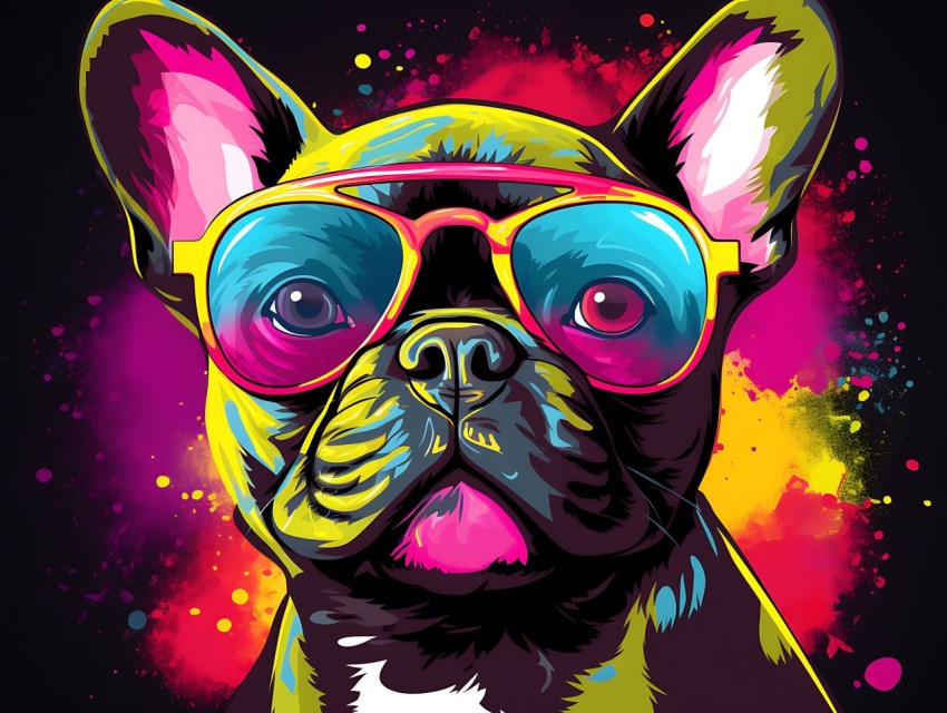 Colorful Abstract Funny Dog Face Head Vivid Colors Pop Art Vector Illustrations (437)