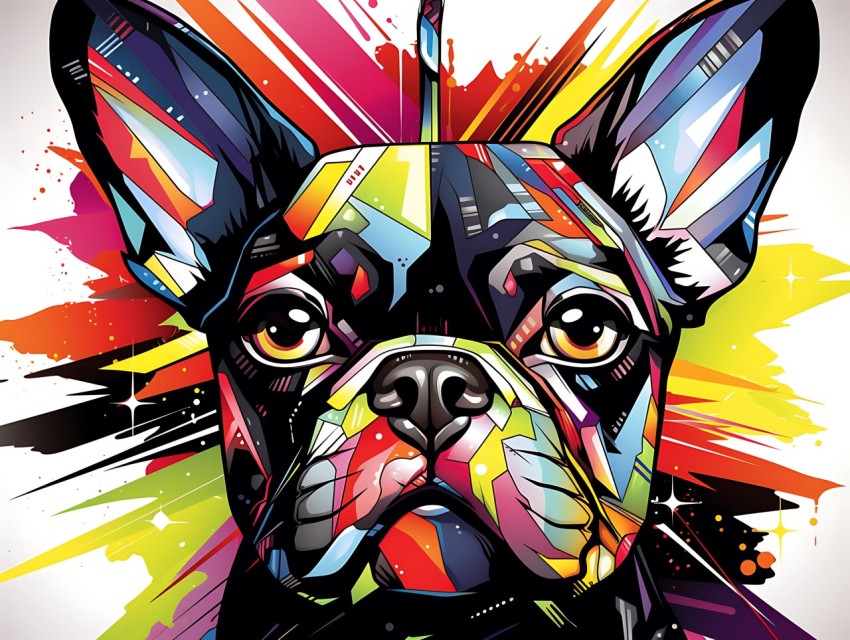 Colorful Abstract Funny Dog Face Head Vivid Colors Pop Art Vector Illustrations (447)
